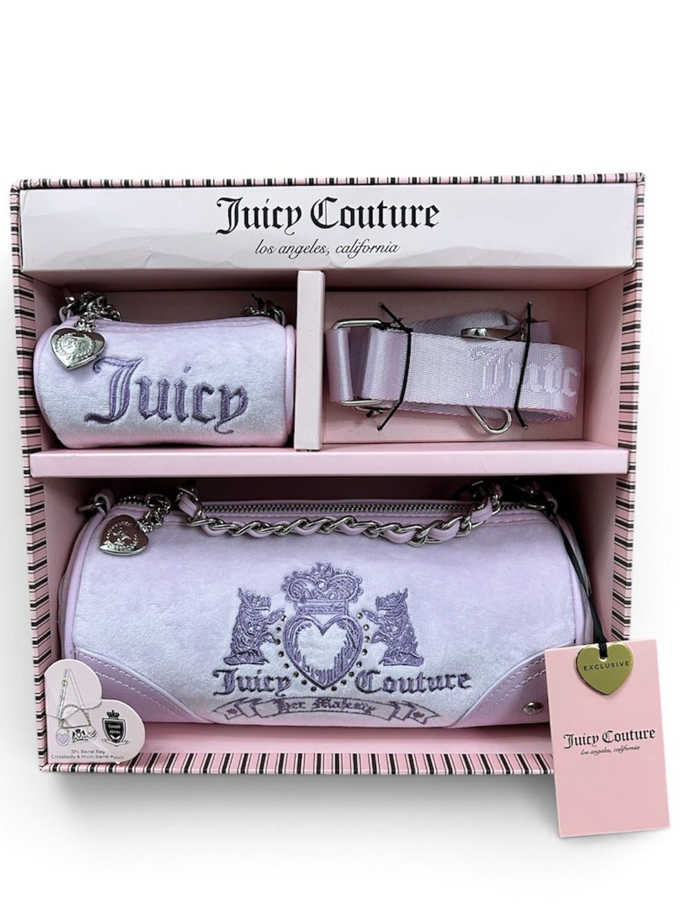 Juicy Couture Heritage Barrel Bag Her Majesty 3-piece Gift Set Lilac Mist NIB